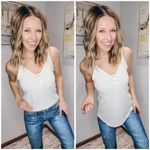 Ribbed Cami in White